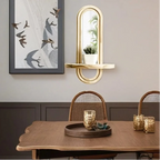 Chic Archway Wall Mirror with Built-In Wooden Display Shelf