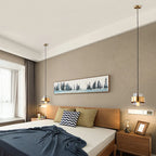 Contemporary Brass Cylinder Pendant Light with Nordic Glass
