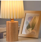 Pleated Table Lamp with Nordic Wood Base – Medieval Style