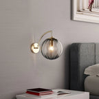 Contemporary Wall Light Fixture with Glass Sphere and Brass Accents