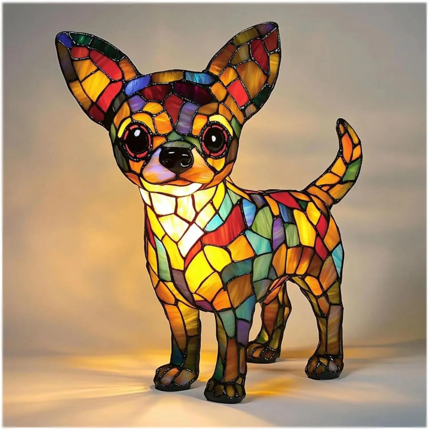 Charming Canine Stained Glass Table Lamp