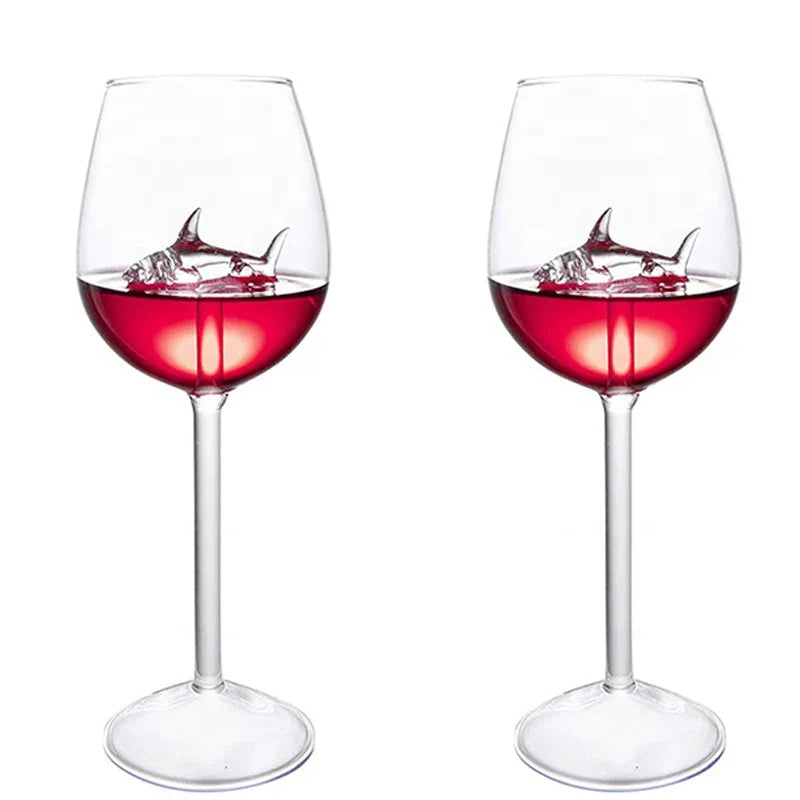 Playful Shark-Themed Wine Goblets for Every Occasion