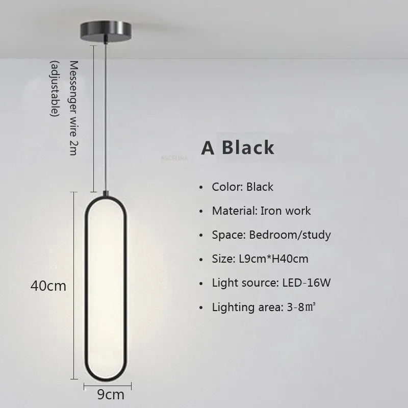 Gold and Black LED Hanging Lamp - Minimalist Pendant Light for Home