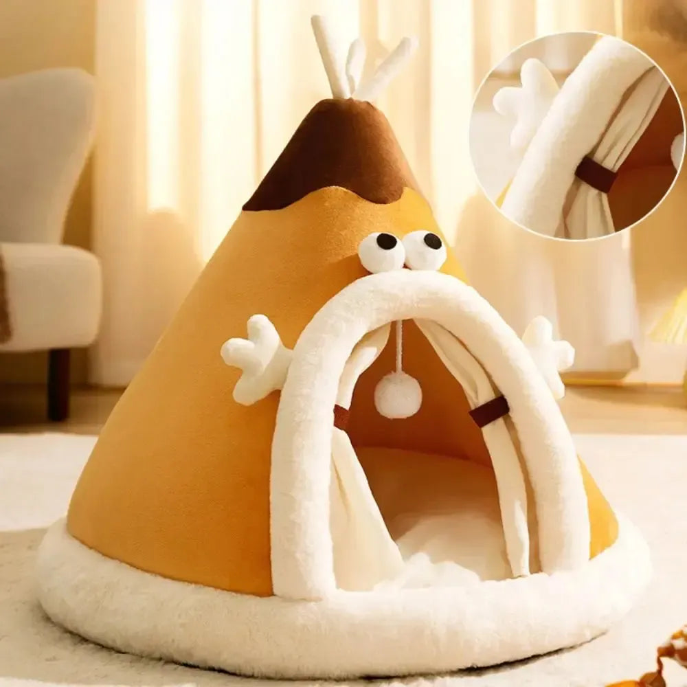 Cozy Haven Tent Cat Bed with Plush Padding and Memory Foam Support