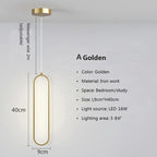 Gold and Black LED Hanging Lamp - Minimalist Pendant Light for Home