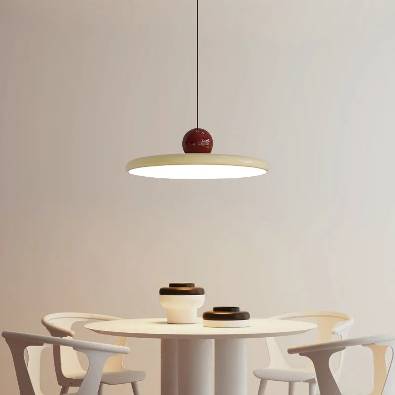LED Cream-Style Ceiling Light – Nordic Flying Saucer Pendant