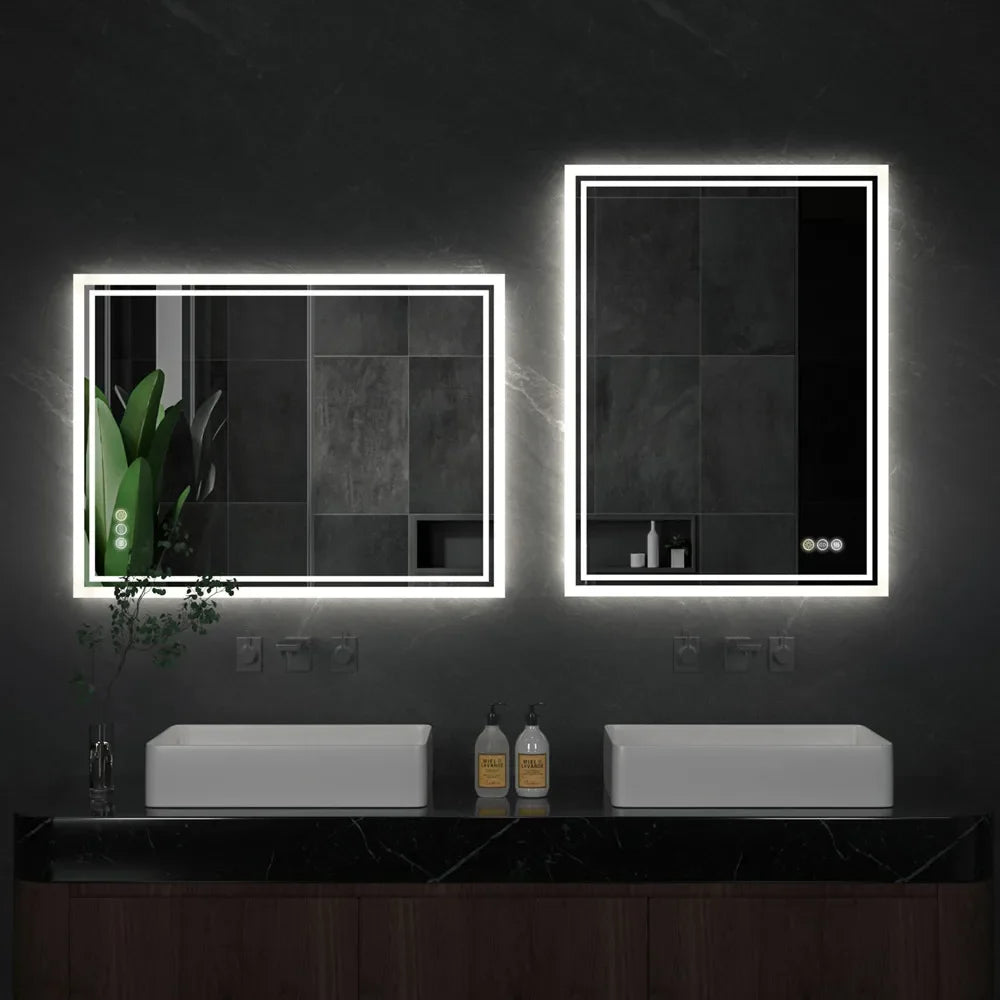 Frameless LED Bathroom Mirror with Dimming and Anti-Fog Features