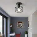 Geometric Metal Cage Ceiling Light in Gold Finish