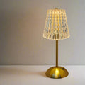 LED Table Lamp with Fluted Glass Shade – Rechargeable Design