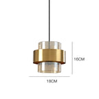 Contemporary Brass Cylinder Pendant Light with Nordic Glass