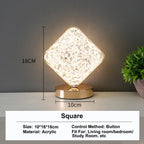 3D Crystal LED Night Light - Rechargeable Touch Dimmer Lamp