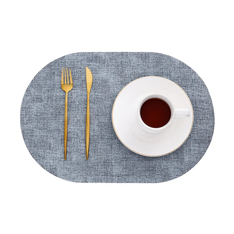 Heat Resistant Non-Slip Oval Placemats in Faux Leather