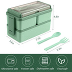 Double Layer Lunch Box 1400ml | Portable Food Container with Cutlery – Microwave Safe for Kids and Adults