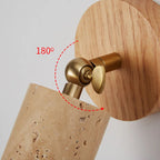 Wabi-Sabi Wall Light Fixture in Travertine and Wood Design
