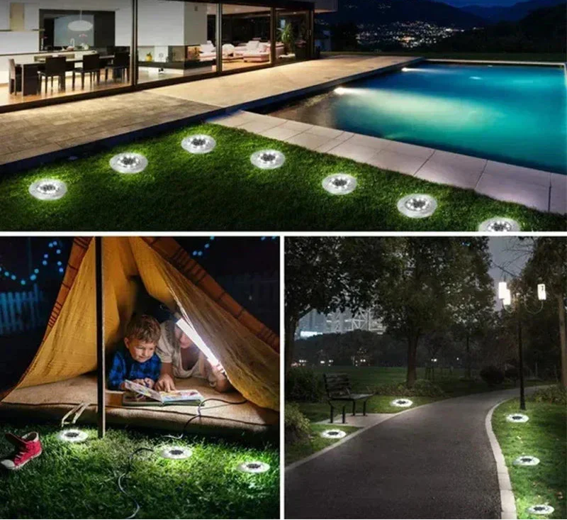 Round Stainless Steel Solar Outdoor Ground Lights