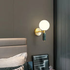 Modern Wall Sconce with Marble and Glass | Gold Finished Light