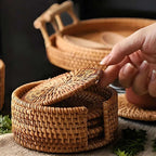 Eco-Friendly Bamboo Drink Coasters Set with Storage