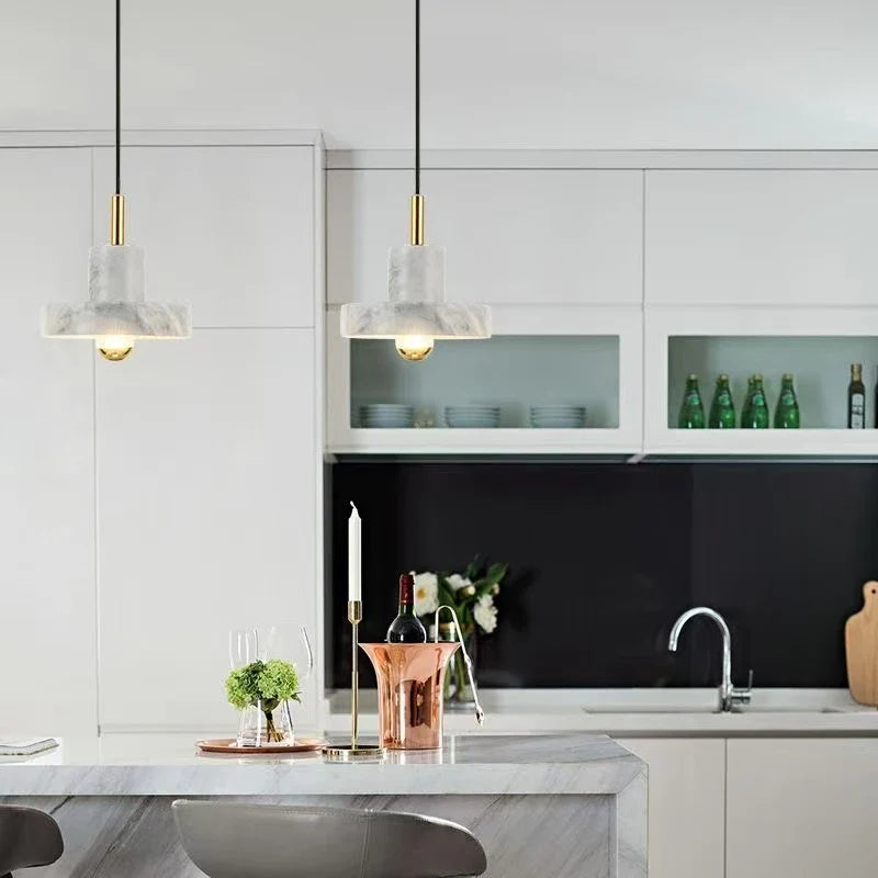 Natural Stone Pendant Light | Postmodern Marble Design