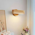 Japanese Design Wall Lamp with Rotating Feature in Solid Wood and Aluminum