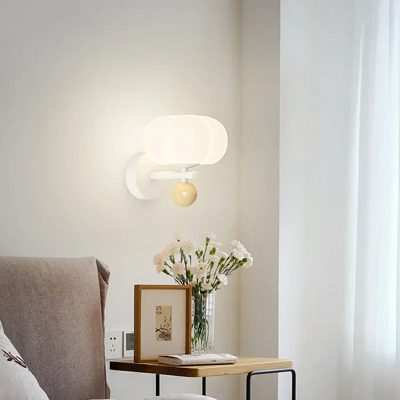 Modern Wall Sconce with Glass and Metal – Pumpkin Design Lamp