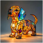 Charming Canine Stained Glass Table Lamp