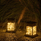 Outdoor Garden Solar Lantern with Glass Panels and LED Lighting
