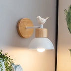 LED Wall Sconce for Bedroom - Wooden Bird Design Lamp