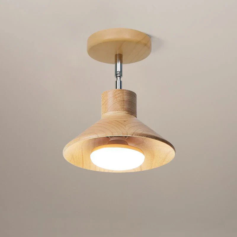 Natural Wood Cone Ceiling Light Fixture