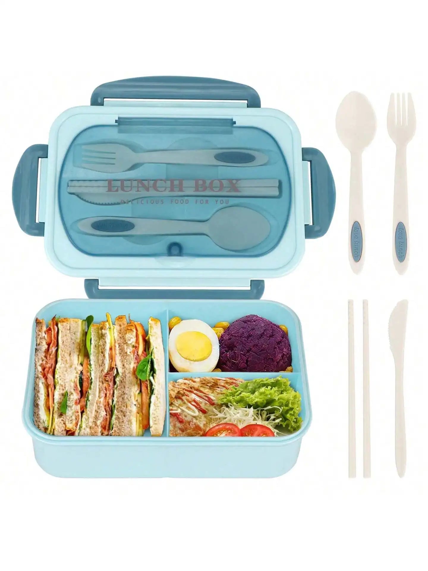 Bento Lunch Box with Utensils – 4 Compartments and Leak-Proof Features