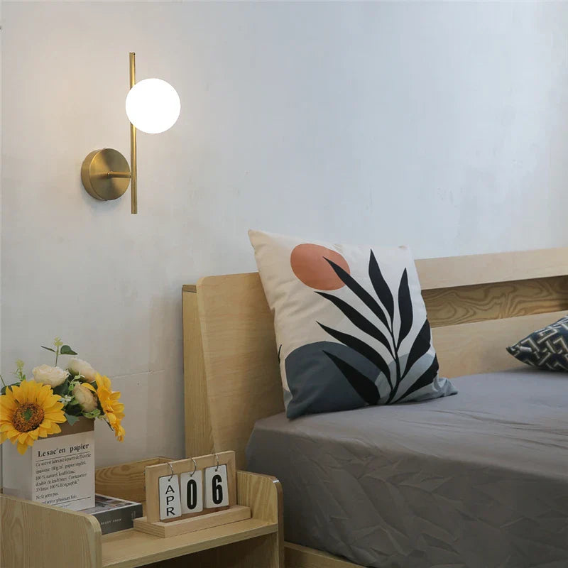 Modern Dual Globe Wall Light in Gold Finish