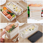 3-Tier Bento Lunch Box – 900 ml Made from Wheat Straw
