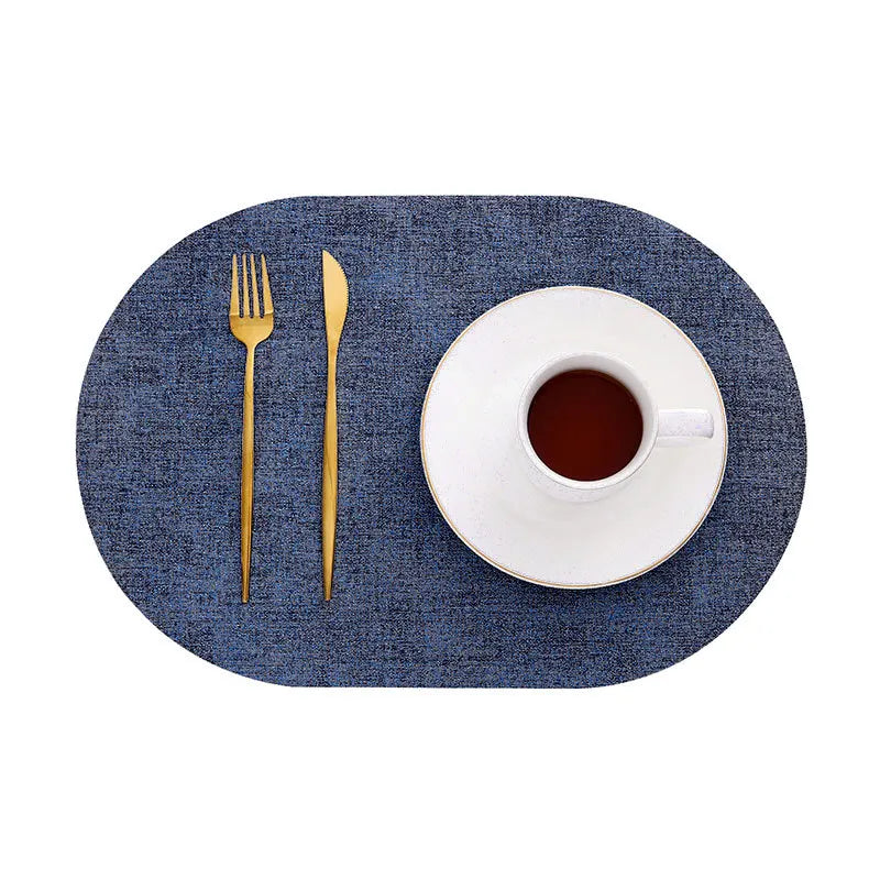 Heat Resistant Non-Slip Oval Placemats in Faux Leather