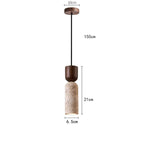 Minimalist Bedside Pendant Light in Travertine and Wood Design