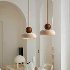 Vintage Minimalist Pendant Light with Natural Stone and Wood Design