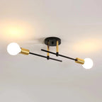 Flush Mount Chandelier with 2 Lights - Black and Gold Ceiling Fixture