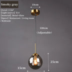 Nordic Style Glass Globe Hanging Light Fixture | Amber, Smoke Grey, Clear