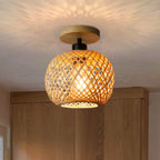Handcrafted Rattan LED Ceiling Light with Bamboo Design