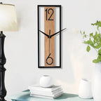 Sleek Rectangular Wall Clock with Wooden Grain Frame
