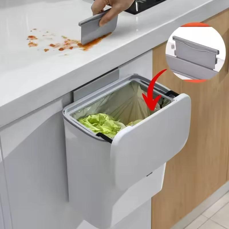 SmartSpace Hanging Waste Bin with Lid - Convenient One-Handed Disposal