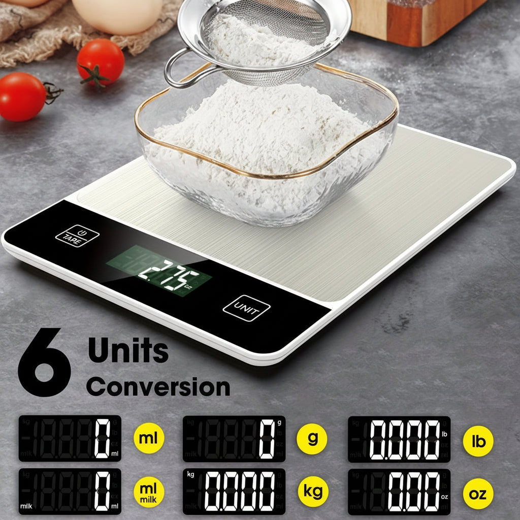 Stainless Steel Digital Food Scale for Kitchen - 22lb Capacity