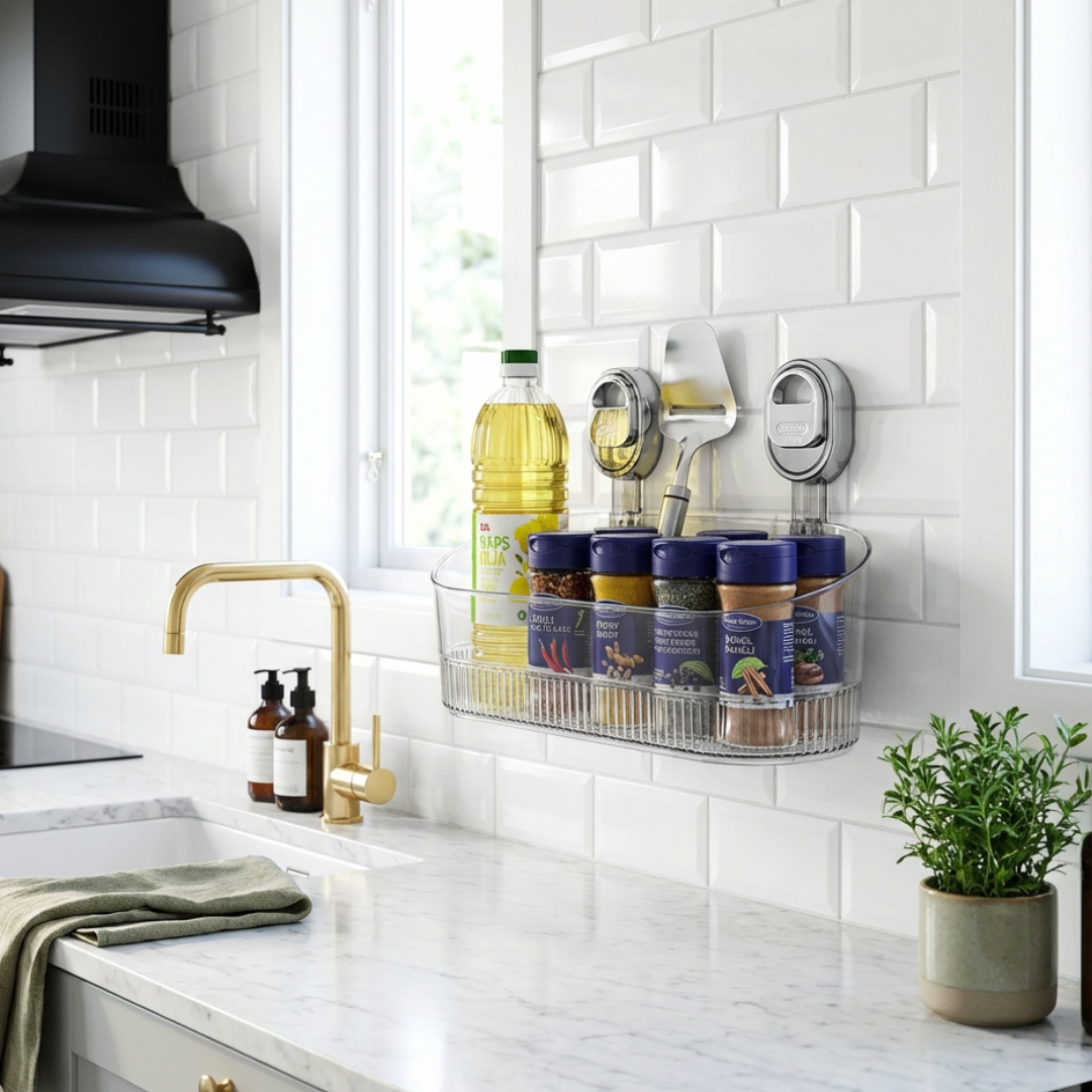 Adhesive Wall-Mounted Shelf for Kitchen and Bathroom Storage