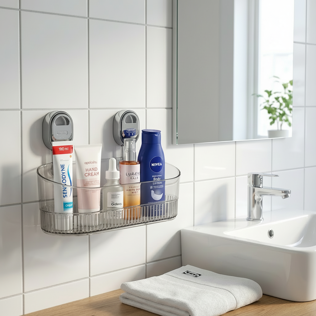 Adhesive Wall-Mounted Shelf for Kitchen and Bathroom Storage