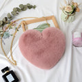 Faux Fur Heart Shaped Crossbody Bag with Chain Strap