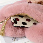 Faux Fur Heart Shaped Crossbody Bag with Chain Strap