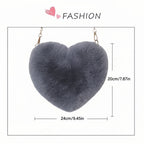 Faux Fur Heart Shaped Crossbody Bag with Chain Strap