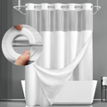 Double Layer Bathroom Set with Geometric Waffle Fabric Shower Curtain