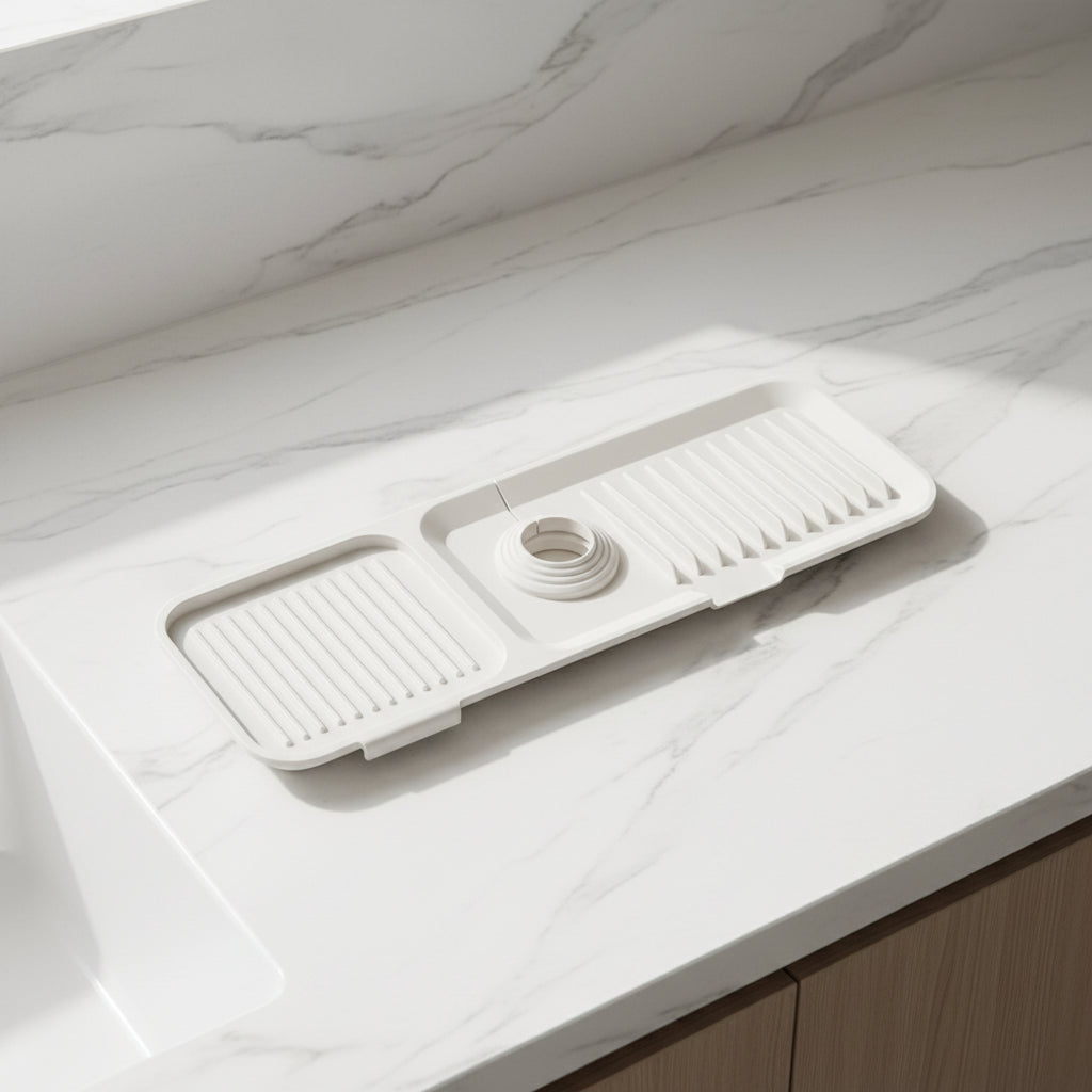 Self-Draining Silicone Sink Mat for Faucet Drips
