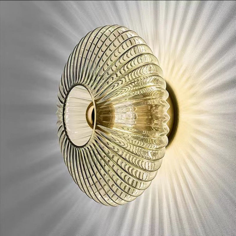 Retro Round Disc Wall Light with Glass Shade