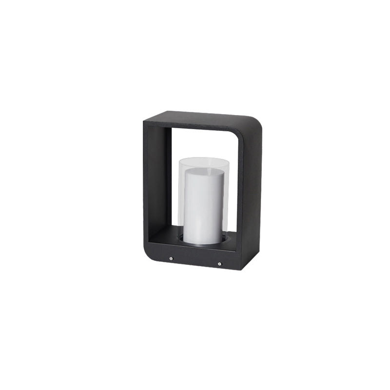 Frosted Glass Black Solar Lantern for Outdoor Use - Rectangular Design