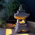 Stone Finish Resin Garden Light in Pagoda Design with Solar Power